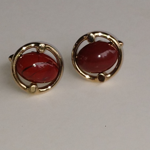 Cuff Links Bronze Stone VTG - Picture 5 of 7
